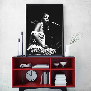 Nina Simone Art Print with signature - Jazz Music Poster - Pianist Wall Design - Black White Artwork Printed