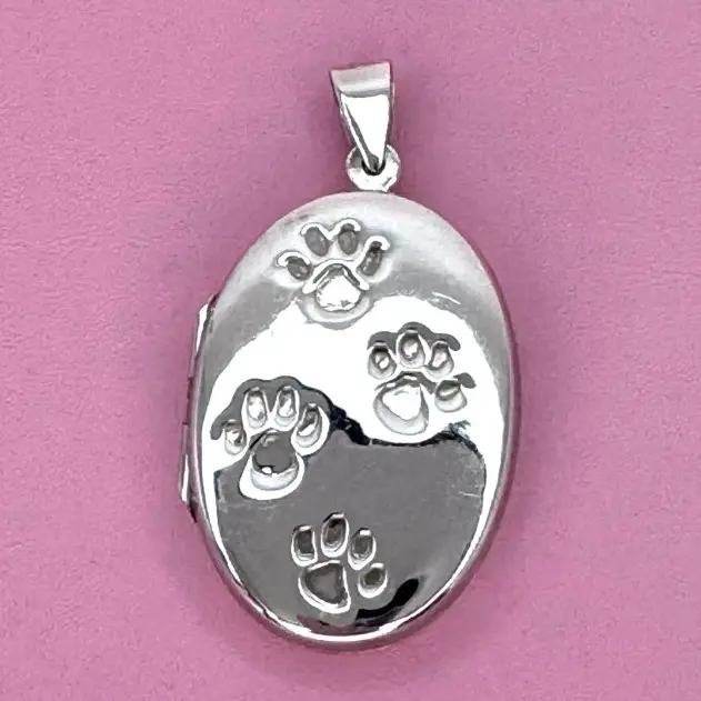 925 Sterling  Silver Picture Locket with Paws 1.5”