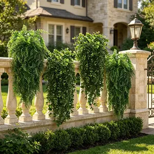 2 Set 4-Pack 34-Inch Large Boston Fern Plants | Outdoor Hanging Plant Set - Modern Wedding Garden Decor | Suitable for Spring, Valentine's Day, Mother's Day, Easter, St. Patrick's Day, Birthdays, Anniversaries | Plastic Material, Maintenance-Free