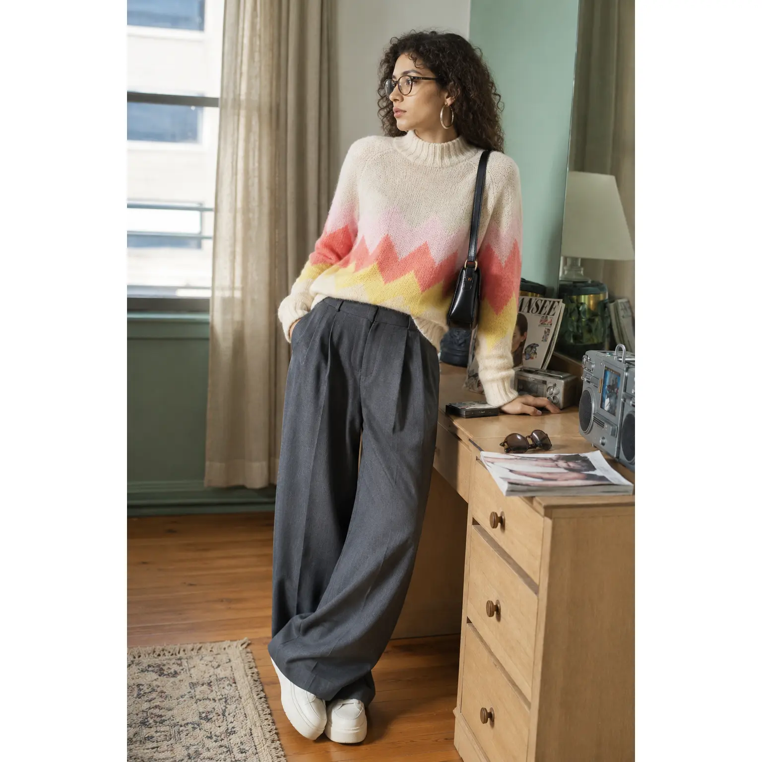 Sunset Zigzag Mock Neck Sweater