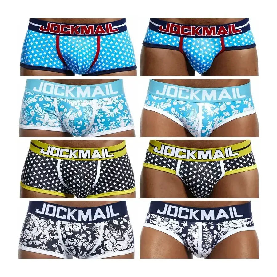 JOCKMAIL Cotton Men Underwear Fashion Printing Briefs Classic Low-waist Boxer Shorts Breathable Male Underpant Casual Trunks Gay