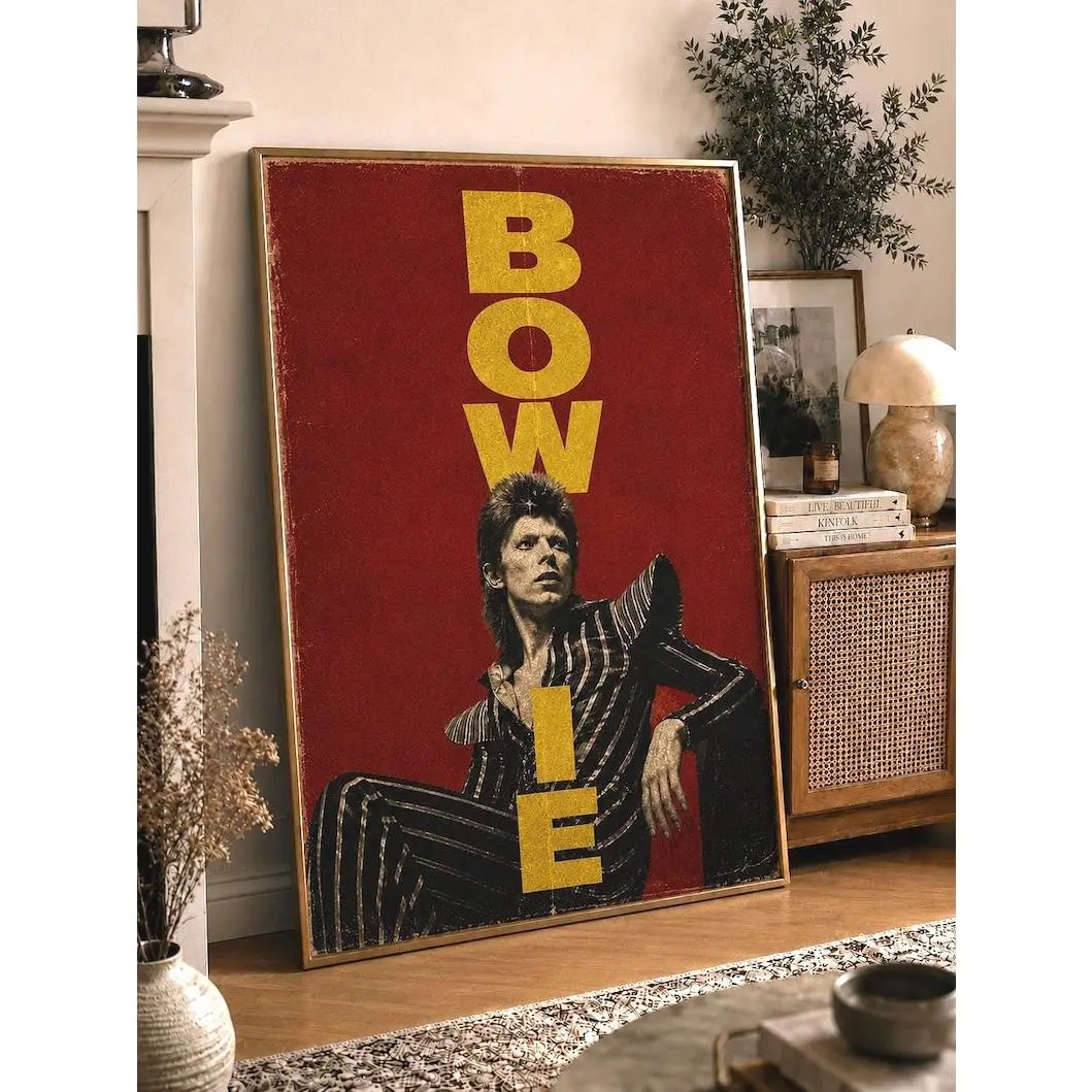 David Bowie Vintage Poster, Retro Music Wall Art, Glam Rock Print, Ziggy Stardust Inspired Decor
