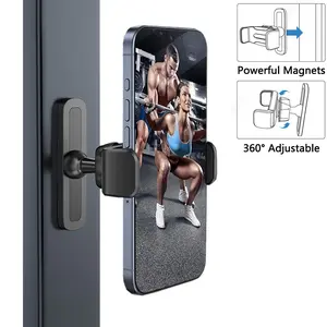 Gym Magnetic Phone Mount, 360 Degree Adjustable Magnetic Phone Holder for Gym Attach to Metal Surface, Fitness Equipment Accessories for Home Gym Smartphone Cellphone Stand