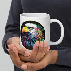 Bald Eagle Watercolor, White Glossy Mug