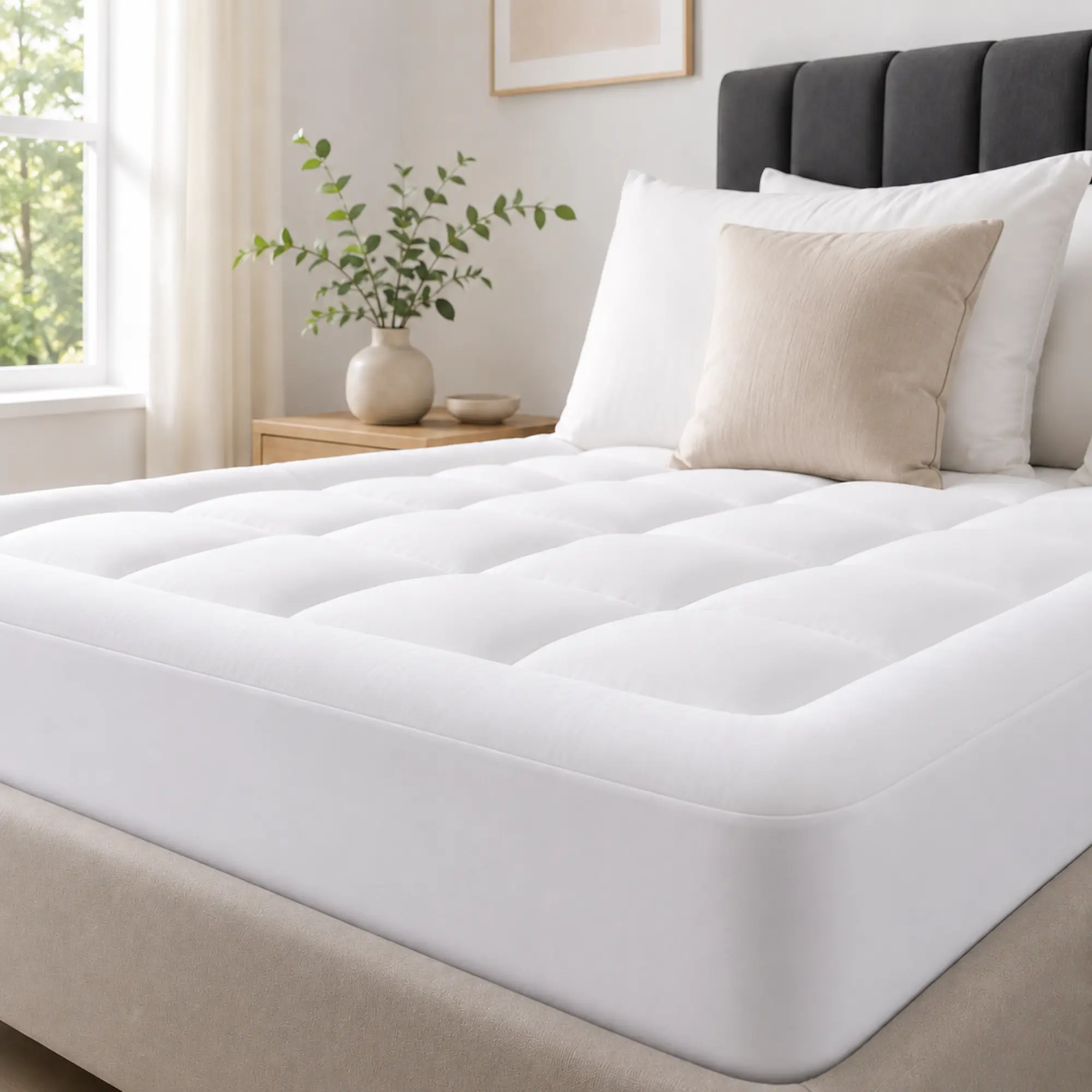 Plush Cooling Mattress Topper, Bedding Mattress Pad for Enhanced Sleep Comfort