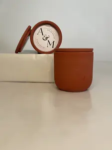 Ann & Minter Cinnamon Clove Candle - Winter Collection, 8.5 oz Handmade Concrete Jar with Natural Wick - Fragrance, Decor