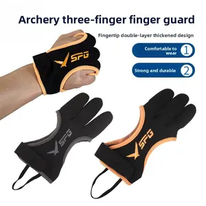 Archery Three-finger finger protection, thickened fingertips Traditional recursive bow and arrow Mediterranean pull-string gloves