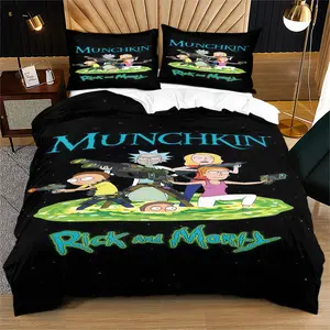 Rick And Morty Pattern Duvet Cover Set, Soft And Durable Bedding Set, Contains 1 Duvet Cover And 1 Or 2 Pillowcases, Suitable For Children And Adults Daily Holiday Birthday Gifts Bedroom Decorations