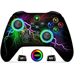 Wireless Switch Controller for Switch Controller/Lite/OLED, Cool RGB Wired PC Game Joysticks-Wireless iOS/Android Remote with LED Light/Programmable Switch Accessories