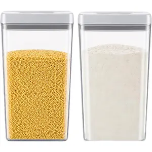 Airtight  Storage Containers with Twist-lock ,2.6Qt 2 count  Storage Containers,  Stackable Kitchen Pantry Organizers and Storage, Rotary Opening Flour and Sugar Container Sets