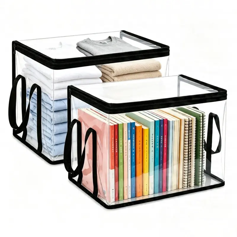 Clear storage bags,clothes storage tote,reinforced handle storage bag,dorm room organizer,college daily storage supplies