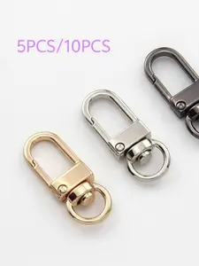 5pcs/10pcs Simple Premium Metal Door Hook Keychain, Casual Alloy Accessories, Silver Color, DIY Phone Charm, All Seasons