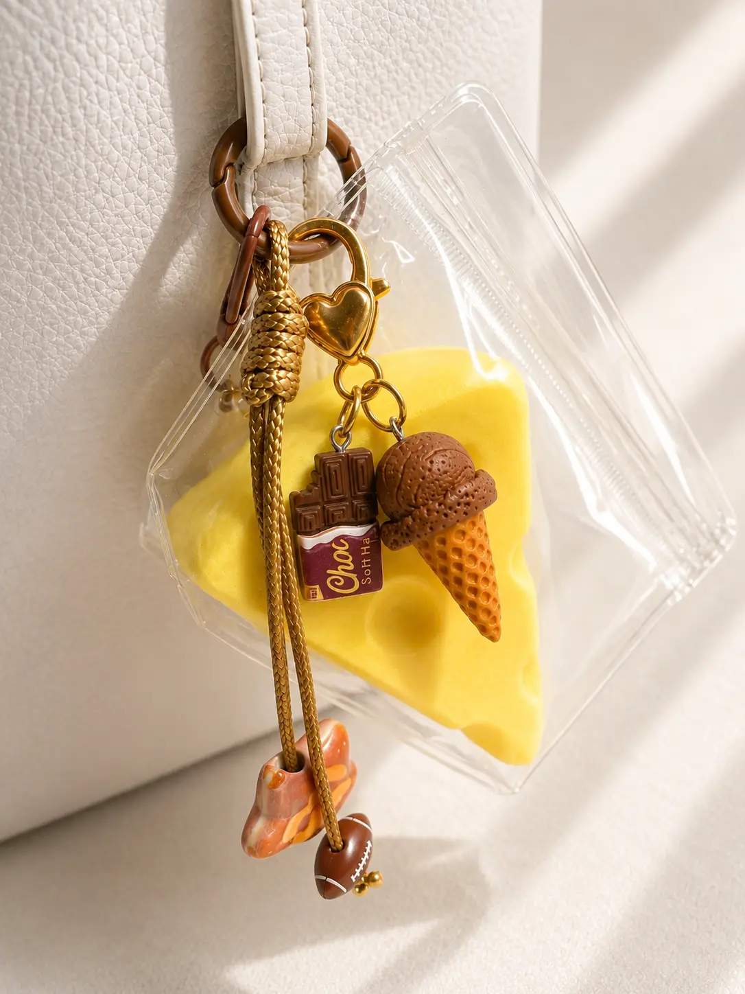 Cheese Squishy Keychain Food Squishy Keychain Bag Charm, Cute Croissant Bread Squishy Keyring for Backpack, Kawaii Slow Rising Soft Squishy Toy Pendant, Aesthetic Purse Charm Accessories for Women Girls, Stress Relief Sensory Fidget Birthday Gift