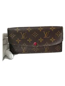 Pre-owned Louis Vuitton Monogram coated canvas Small Leather Goods Emilie Wallet Brown with monogram print, red button Very Good S014260415015