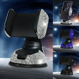 Rhinestone Decor Suction Cup Car Phone Holder, Car Cellphone Mount, Cell Phone Mounts, Car Phone Stand, Stylish Car Accessory, Durable & Secure Grip Design, Perfect Gift Idea for Drivers