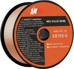 Solid MIG Welding Wire ER70S-6 0.35 Inch 2LB Spool - Low Spatter Carbon Steel Gas Shielded Wire with High Feedability ABS Spool for  Position Welding