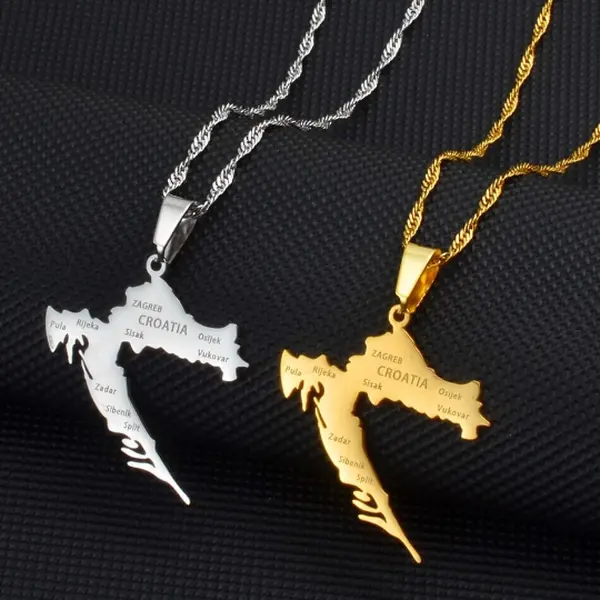 Croatia Map Necklace, Flag, Jewelry, Pendant, Gifts, Earrings