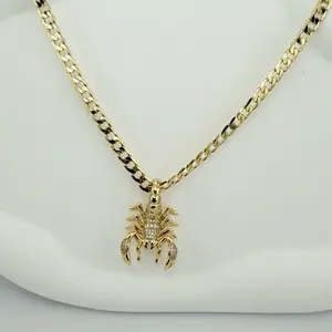 Scorpion Pendant with Cuban Chain - Gold Plated Necklace for Men and Women
