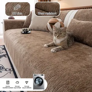 High Weight Chenille Sofa Cover, Plain Style Texture, Non-Slip Bottom, All-Season Use, Pet-Friendly, Suitable for Various Sofas