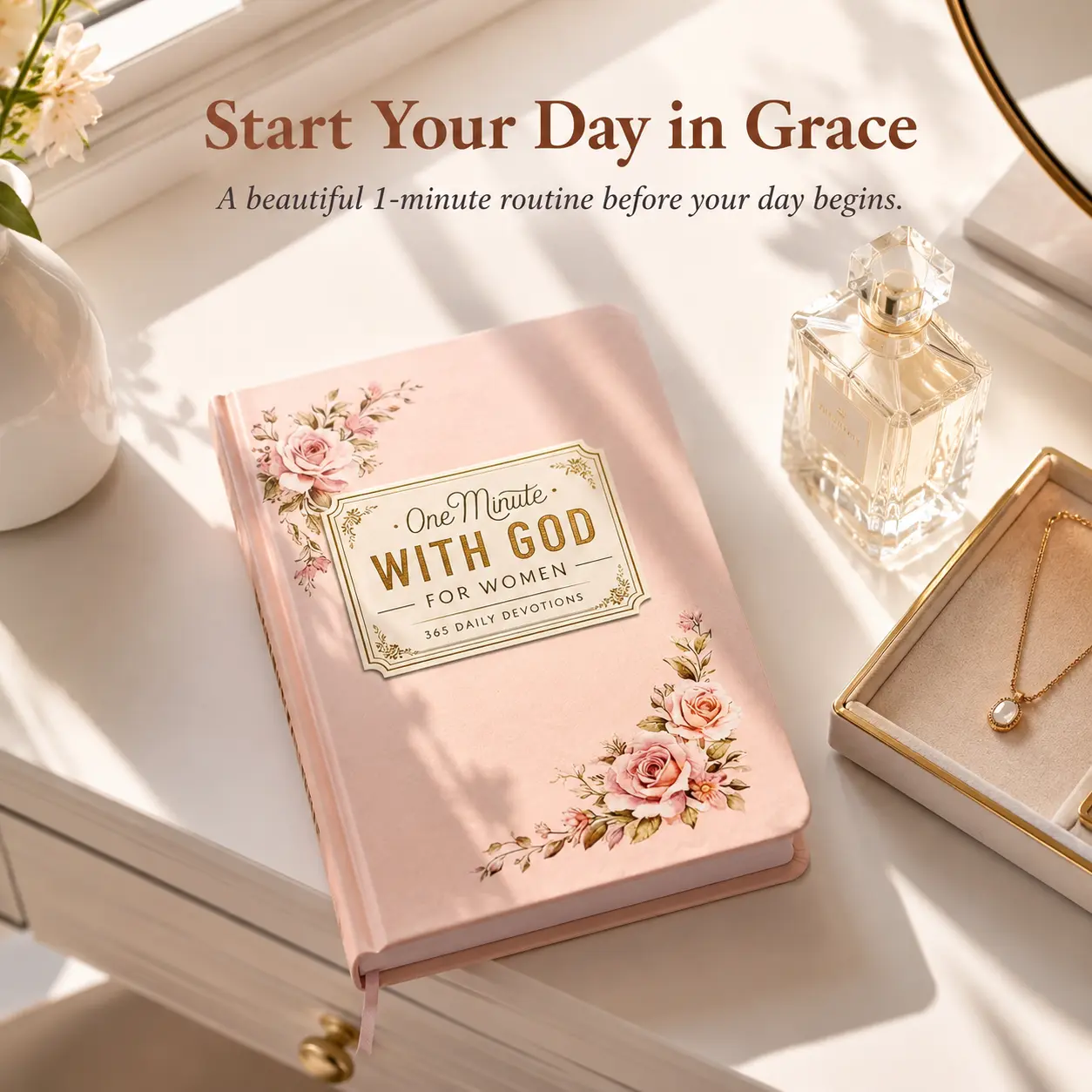 Women's 365-Day "1 Minute with God" Devotional Journal, Portable Daily Reflection Notebook, Office Stationery, Self-Improvement Tool, Ideal Gift for Holidays/Mother's Day