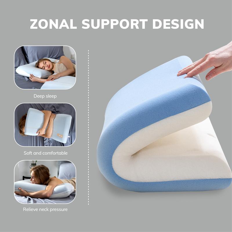 Deep Sleep Memory Foam Ergonomic Pillow for Side & Back Sleepers - Premium Comfort with Double Core Memory Foam ergonomic  pillos Rejuvenating