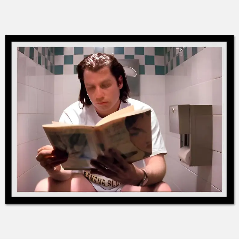 Pulp Fiction Toilet Scene Poster, Quentin Tarantino Classic Movie Print