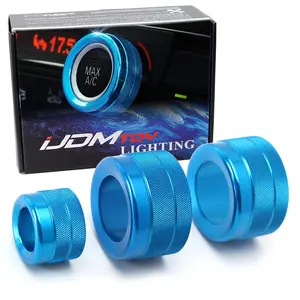 iJDMTOY 3pc Blue Anodized Aluminum AC Climate Control and Radio Volume Turner Ring Covers For BMW 2014-18 X5 F15, 2015-19 X6 F16