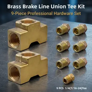 7/9 PCS 3/16 or 1/4 Brass Brake Line Union Tee Fitiing,3/16(3/8-24)X1/8 NPT Tee,3/16(3/8-24)X3/8-24 Tee,3/16(3/8-24)Tee,1/4(7/16-24)Teewith3/16(3/8-24)Plugor1/4(7/16-24)Plugand1/4(7/16-24),1/4(7/16-24)Brake Line Tube Fittings for brake and fuel lines