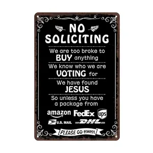 Humorous No Soliciting Sign For Front Door - Funny "We'Re Voting For Jesus" Funny Sign For House - Perfect Decorative Sign To Discourage Unwanted Visitors, 8 X 12 Inch Easy Hanging Gift