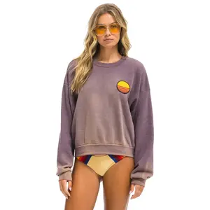 SUNSET PATCH RELAXED CREW SWEATSHIRT - FADED MOCHA