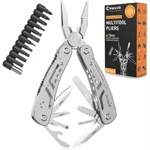 Outdoor multifunctional tool 26-in-1 Multitool with 15-in-1 Features Long Nose Pliers Screwdriver Replaceable Bits for Sports Camping Fishing Hiking Hunting