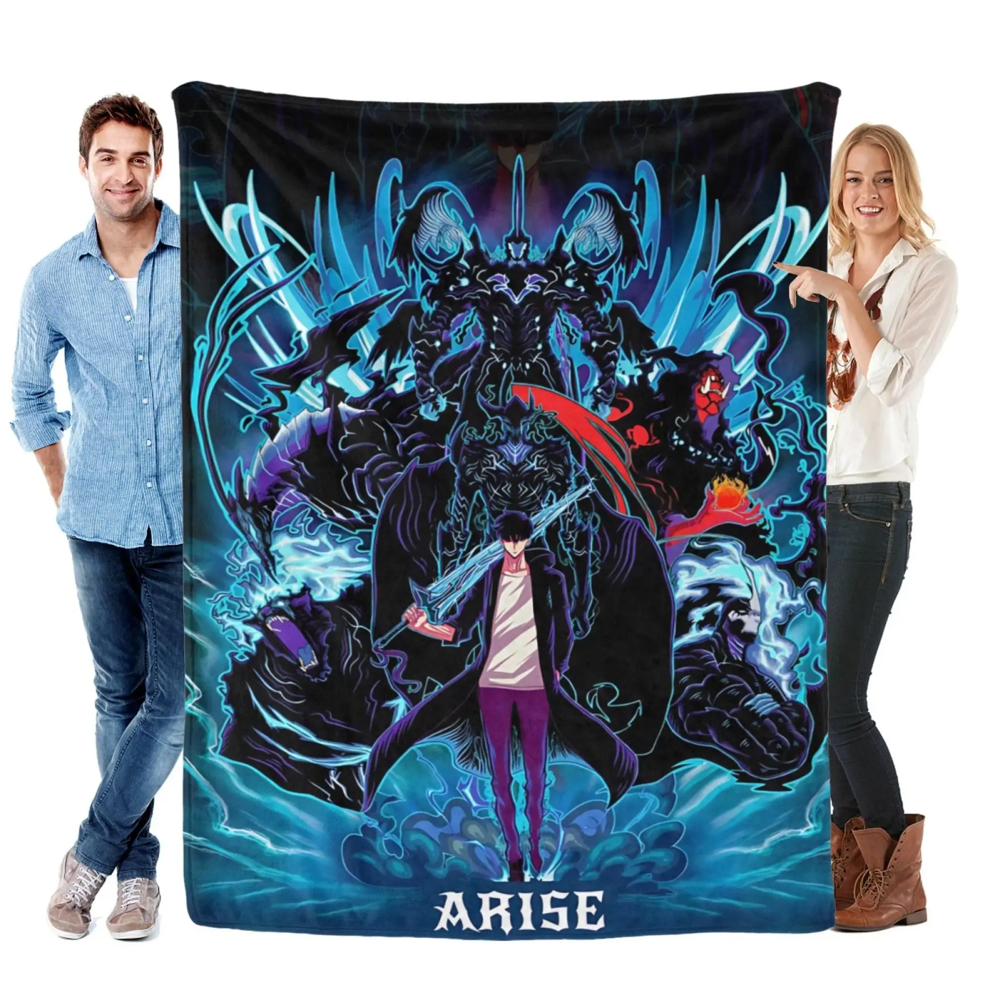 Solo Leveling Anime Throw Blanket Soft Comfortable Anime Woven TV Blanket Otaku Wall Hanging Room Decoration Cute Bed Blanket Anime Lover Gift