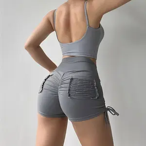 JOJOANS Drawstring Gym Shorts with Pockets for Women Scrunch Butt Shorts Yoga Fitness Workout Short Leggings TikTokShopBlackFriday