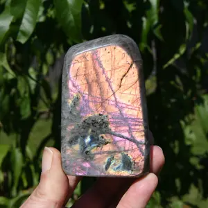 3.3in 318g Pink Purple Labradorite Crystal Freeform Tower