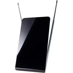Flat Panel Indoor HD Digital TV Antenna, Long Range Smart TV Antenna, Supports 4K 1080P HD Smart TV VHF UHF, Extendable Dipole Rabbit Ears, Adjustable Stand, 5ft Coax HDTV Cable, 33681