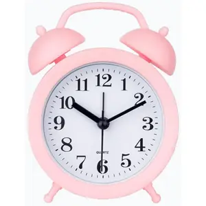 Alarm Clock - Double Bell Classic Home Cute Battery Operated Analog Mini Round Bedside Desk Alarm Clock - Pink : Home & Kitchen