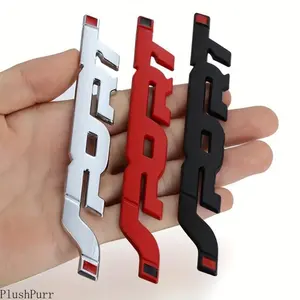 3pcs Metal 3D Trunk and Fender Badges Glossy Black with Red Accent Sporty Stickers Aerodynamic Curved Design Scratch-Resistant Adhesive for Cars SUVs Trucks Durable Sleek Exterior Accessory TikTokShopBlackFriday