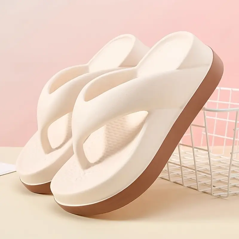 Women's Slip-On Flip Flops - Open Toe Slide Sandals, Thick EVA Foam Sole, Anti-Slip Cushioned, Breathable, Durable, Wet Floor Grip, Indoor/Outdoor Footwear, Flip Flops Women
