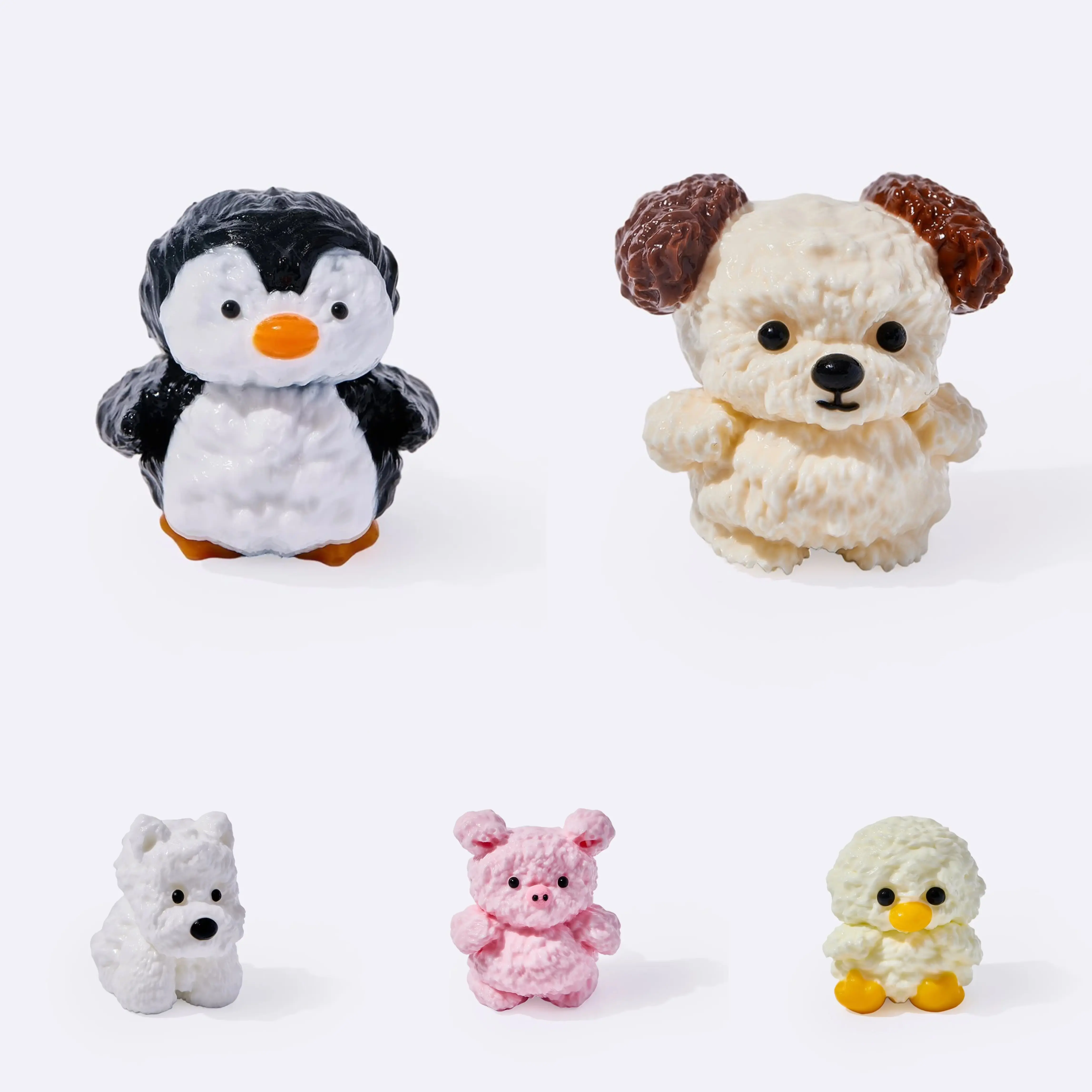 Taba Squishy Back-to-School Mini Animal Handmade Squishy Toy Series (9 Designs) – Cute squeezable stress relief toys including penguin, Westie, puppy, pink pig & duck, portable collectible keychain fidgets with soft tactile texture