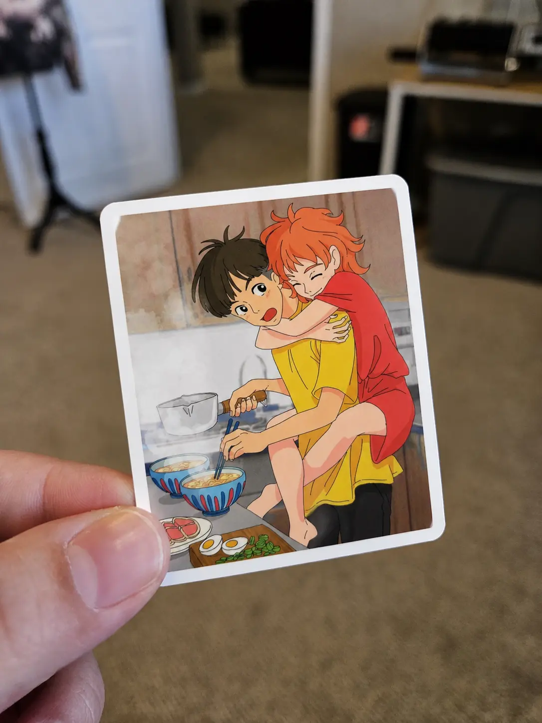 Ponyo and Sosuke Cooking Ramen Ghibli Studio sticker, Hayao Miyazaki Studio, Ghibli Japan sticker
