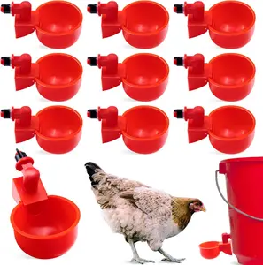 Pack 6 Chicken Waterer Cups,Chicken Feeder Cup for Chicken Duck Turkey Rabbit,3/8 Inch Thread Automatic Filling