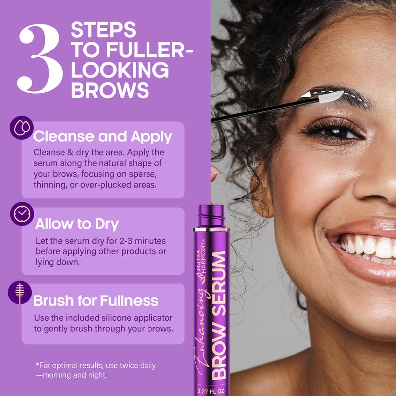 Enhancing Brow Serum for Eyebrow Growth with Keratin & Biotin Peptides, Hyaluronic Acid, Creatine, and Castor Oil for Fuller, Thicker Brows, Strength & Nourishment Treatment, Non-Irritating Vegan, 8ml