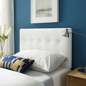 Modway Emily Twin Biscuit Tufted Performance Velvet Headboard in White