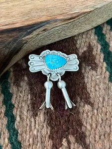 Handmade Sterling Silver Sierra Bella Turquoise Purse Pin "Signed Nizhoni"