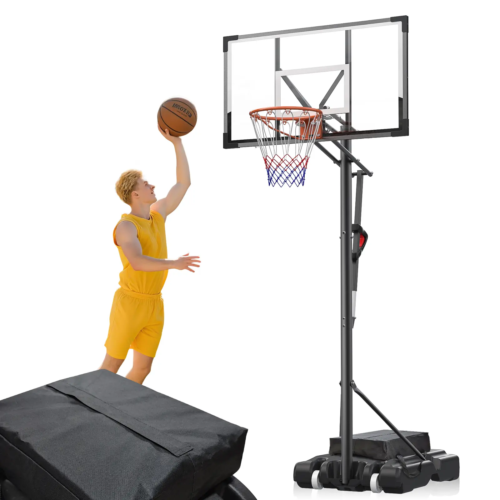 Dayago 44-in Basketball Hoop Outdoor, 10-ft Height Adjustable Portable Basketball Goals System with Backboard, Wheels for Youth & Adults - Backyard, Driveway Play, Basket Ball Hoop