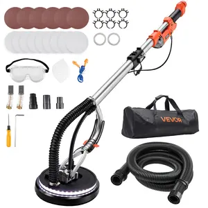 Summervibes VEVOR Drywall Sander, 1010W Electric Drywall Sander, Popcorn Ceiling Removal Tool with 7 Variable Speed 1000-2200 RPM, Double-Deck LED Light, Foldable Extendable Handle, 15 Sanding Discs, Dust Hose