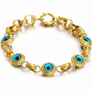 Julius Gold Plated Stainless Steel Evil Eye Bracelet