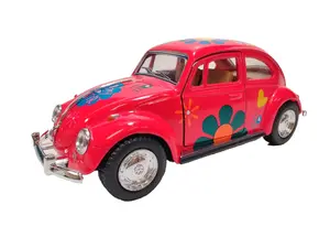 KINSMART 1967 Volkswagen Beetle 1:32 Scale Die-Cast Metal & Plastic Model Car with Pull-Back Action & Openable Doors Officially Licensed Red Color