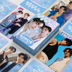92Pcs/Set PONDPHUWIN Thai Star Laser Lomo Card Drama CP Pond & Phuwin Holographic Photo Cards with Stickers