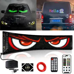 Car Sign Animation Demon Eye LED Matrix Pixel Panel Windshield for Car Off-road vehicles, SUV DIY Programmable  Bluetooth App Control LED Panel Flexible Display Light Text Pattern Animation Scrolling Display Illuminated Emblem Truck
